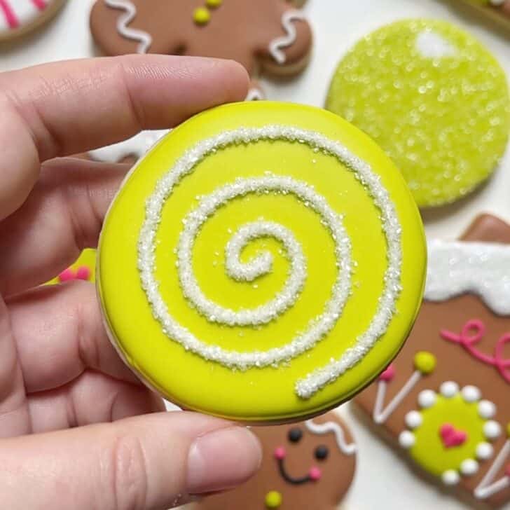 candy swirl Cookies decorated with royal icing