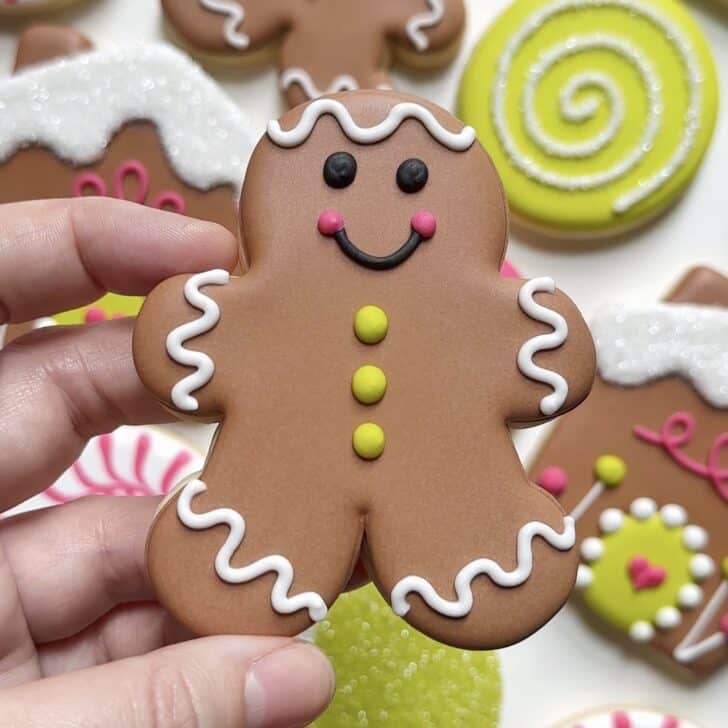 Gingerbread man Sugar Cookies decorated with royal icing