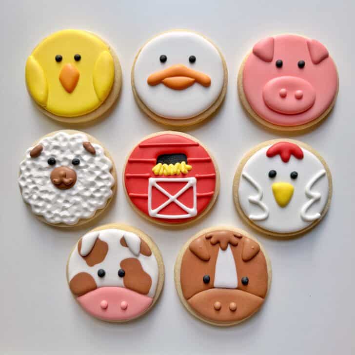 farm animal cookies decorated with royal icing