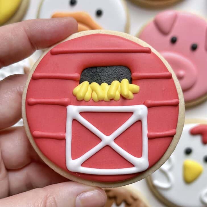 barn cookies decorated with royal icing