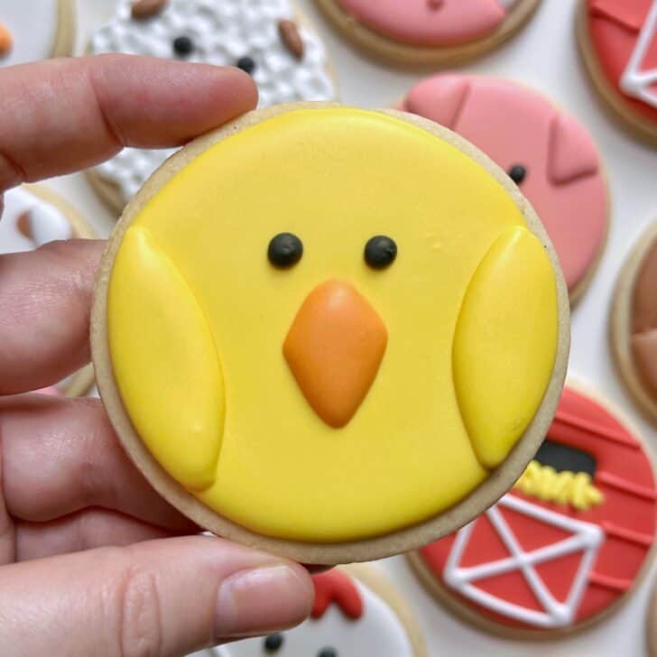chick cookies decorated with royal icing