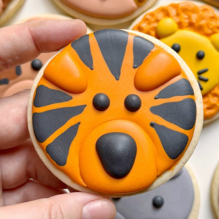 tiger Cookies decorated with royal icing