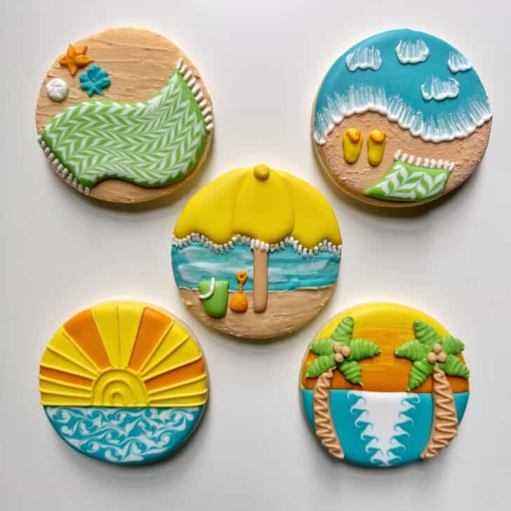 Beach Cookies decorated with royal icing
