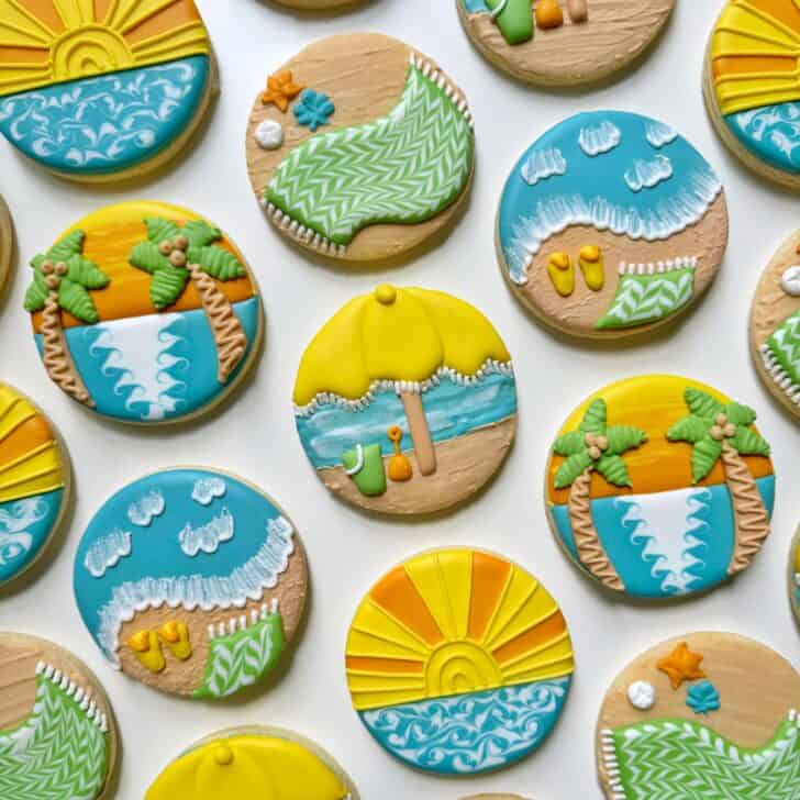 Beach Cookies decorated with royal icing