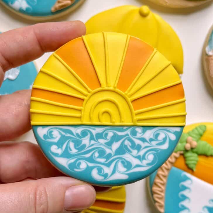 sunset cookies decorated with royal icing