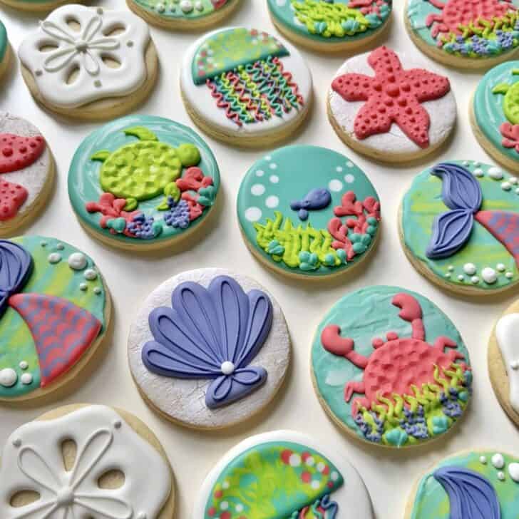 Under the Sea Cookies decorated with royal icing