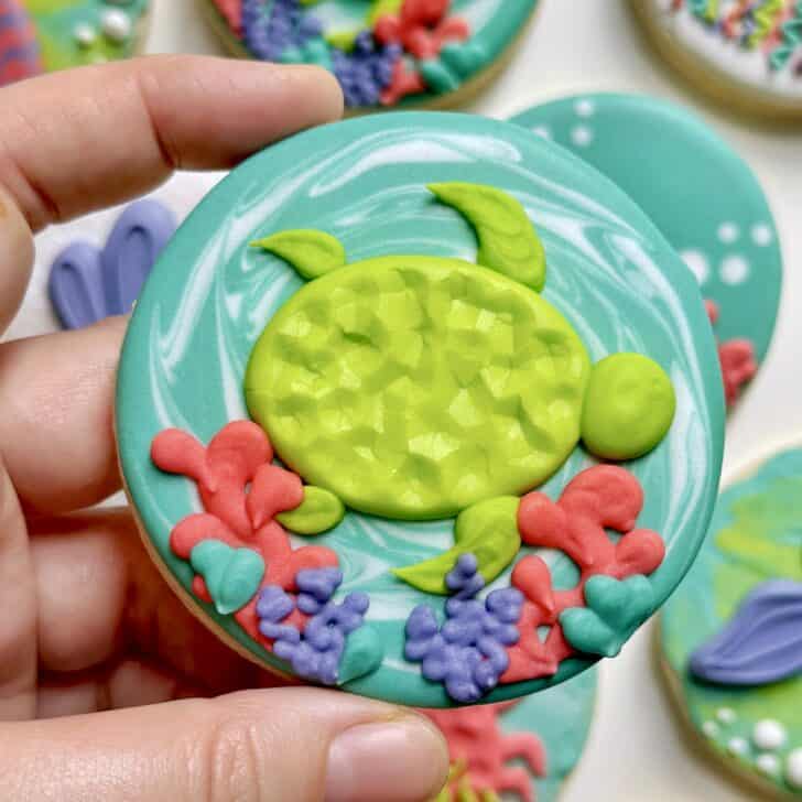turtle Cookies decorated with royal icing