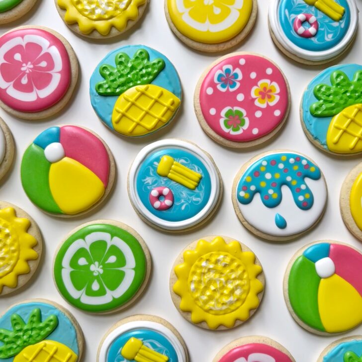 Easy Summer Sugar Cookies decorated with royal icing