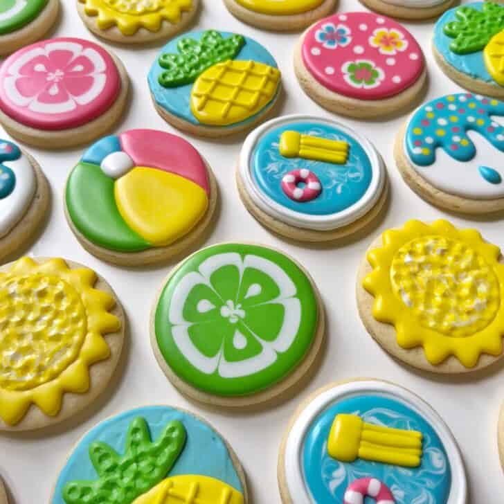 Easy Summer Sugar Cookies decorated with royal icing