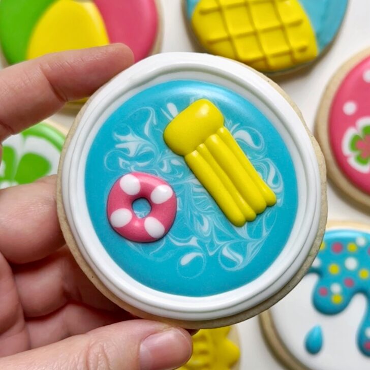 pool Cookies decorated with royal icing