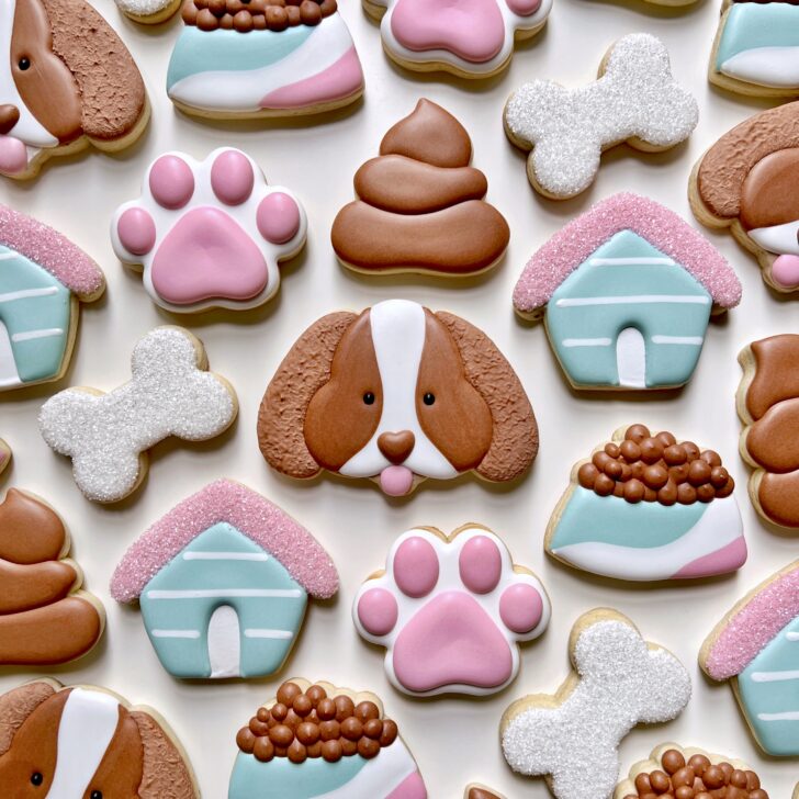 Dog Sugar Cookies decorated with royal icing