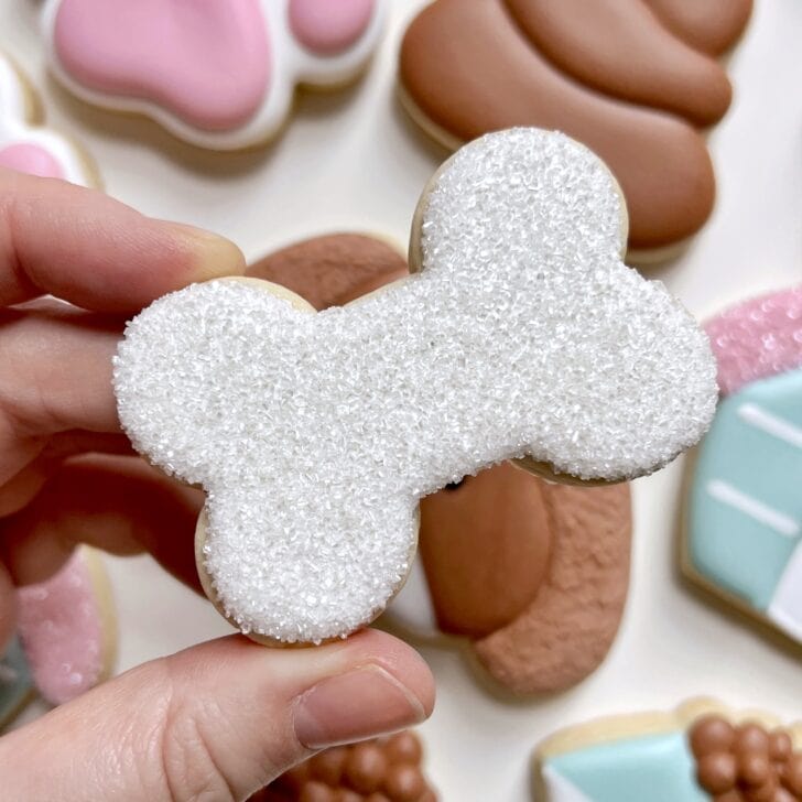 dog bone Cookies decorated with royal icing