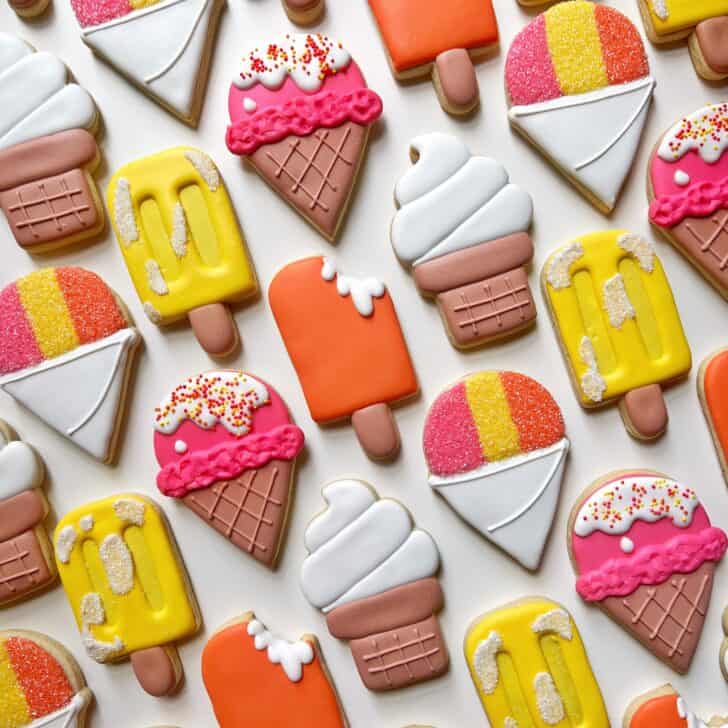 Summer Cookies ~ Ice Cream, Popsicle & Snow Cone Cookies decorated with royal icing