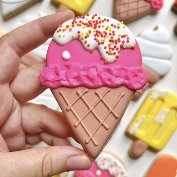 ice cream cookie decorated with royal icing