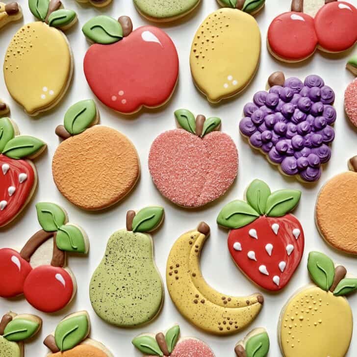 Tutti Frutti Cookies ~ Decorated Fruit Sugar Cookies with royal icing
