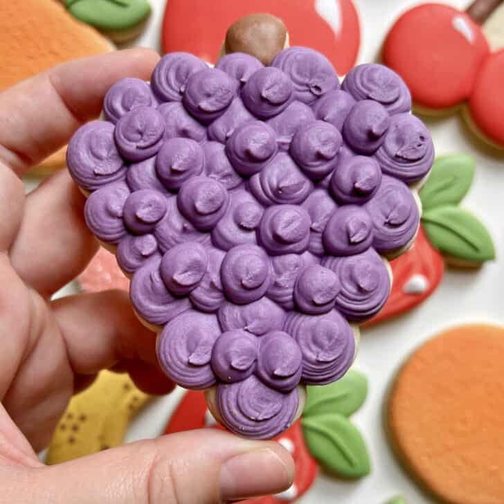 grapes cookies decorated with royal icing