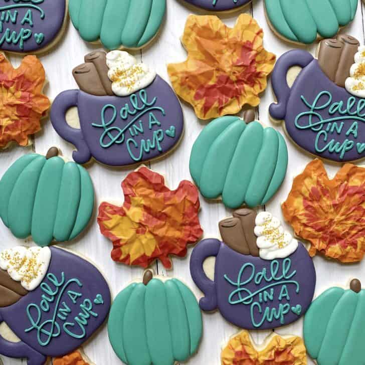 fall decorated cookies with royal icing