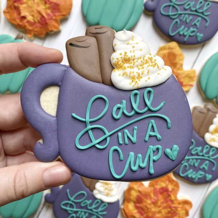 mug cookies decorated with royal icing