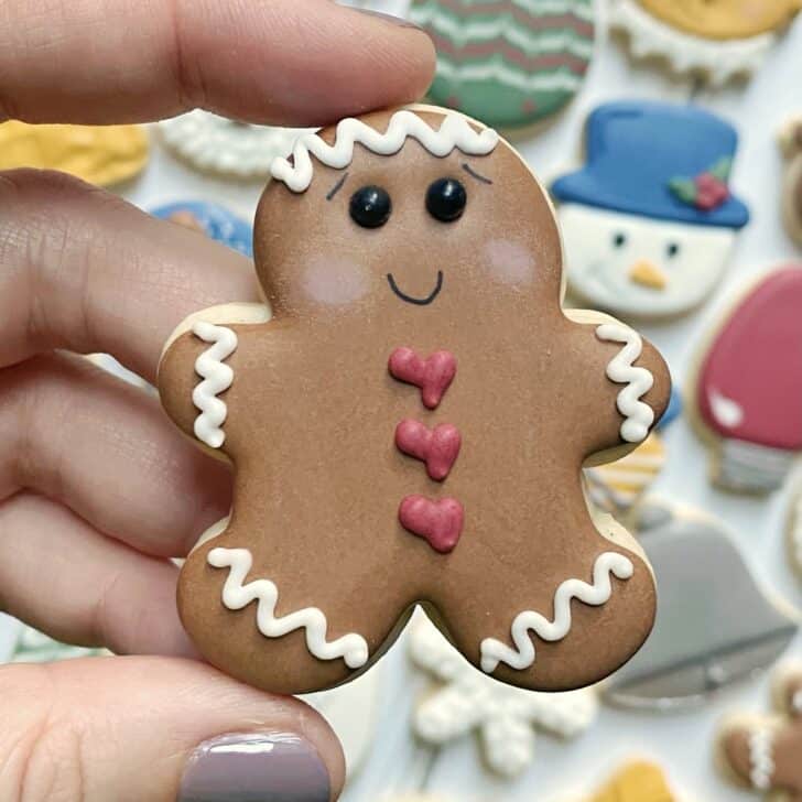 Mini Gingerbread Man Cookies decorated with royal icing