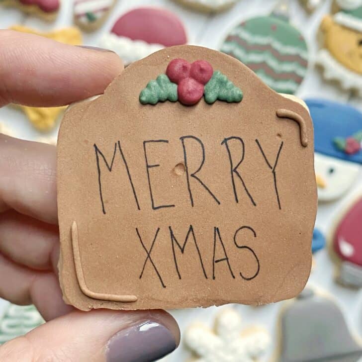 Gift Tag Cookies decorated with royal icing