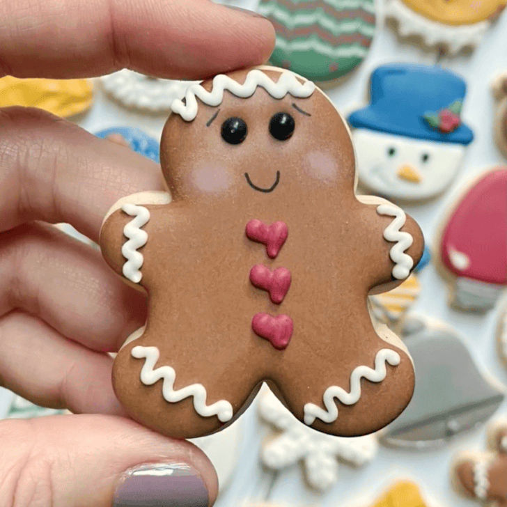 gingerbread man cookie decorated with royal icing