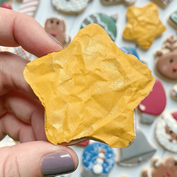 christmas star cookie decorated with royal icing