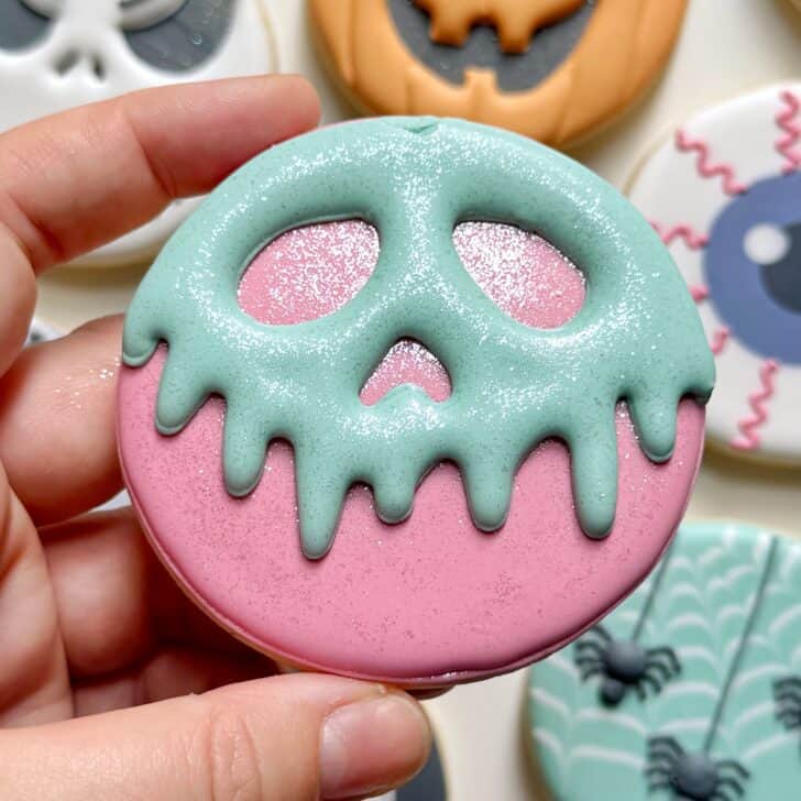 ghoul cookie decorated with royal icing