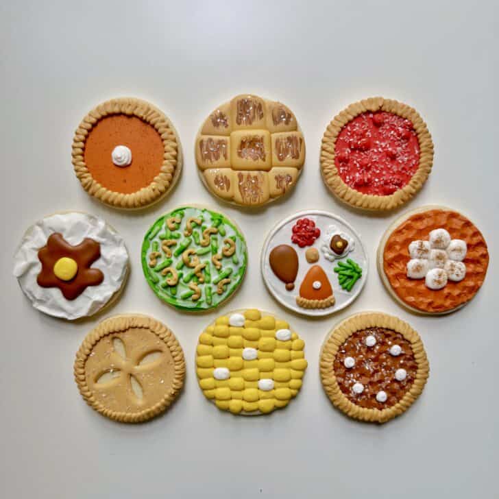 thanksgiving dinner cookies decorated with royal icing