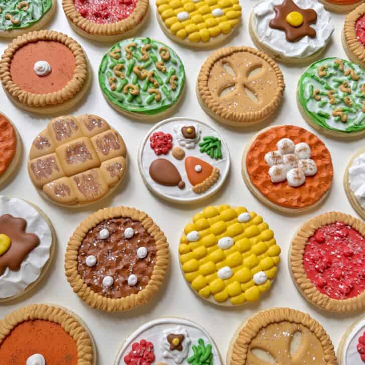 thanksgiving dinner cookies decorated with royal icing