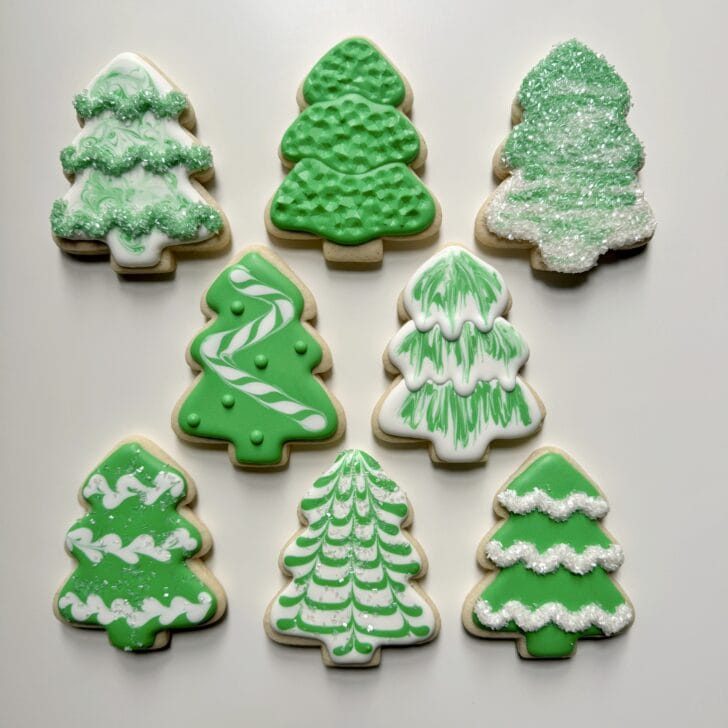 Easy Christmas Tree Cookie decorated with royal icing