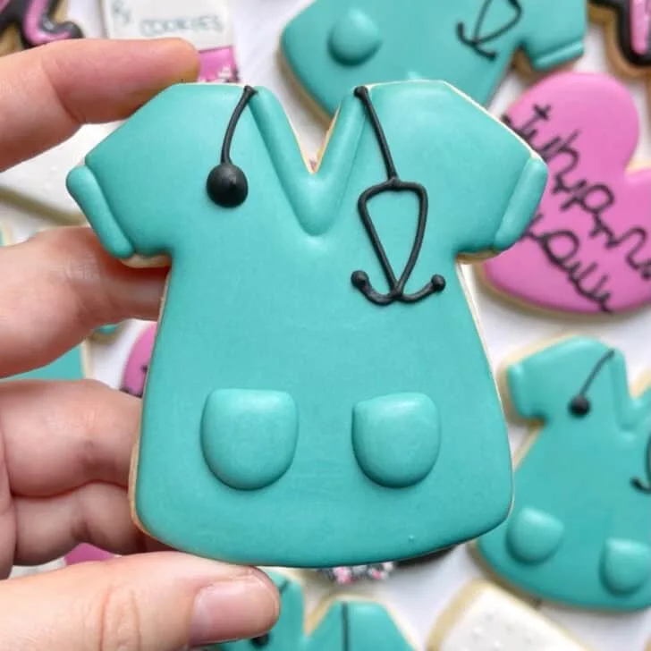 Scrubs Cookies decorated with royal icing