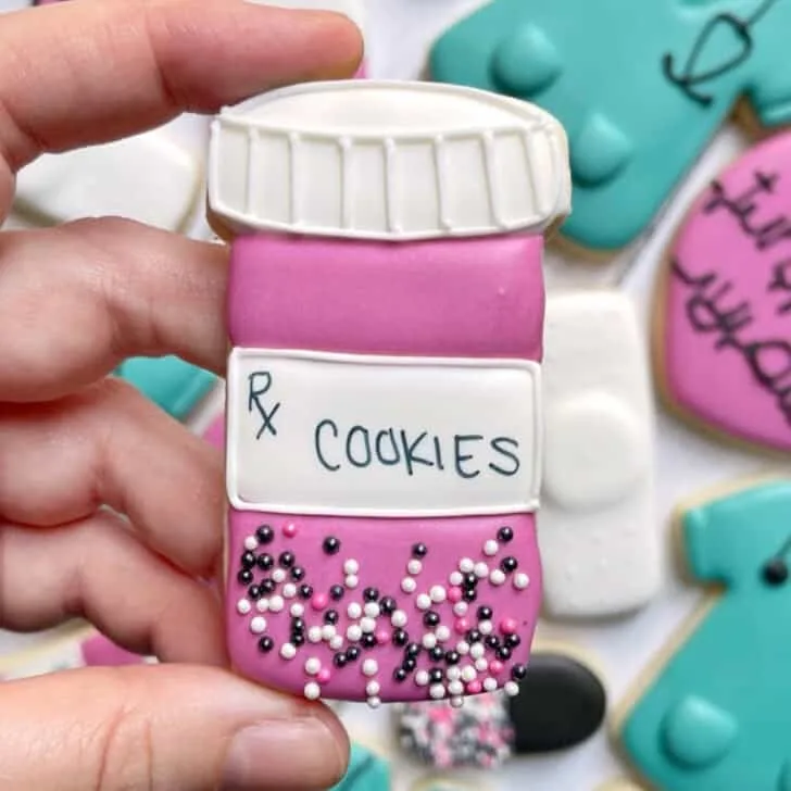 pill bottle cookies decorated with royal icing