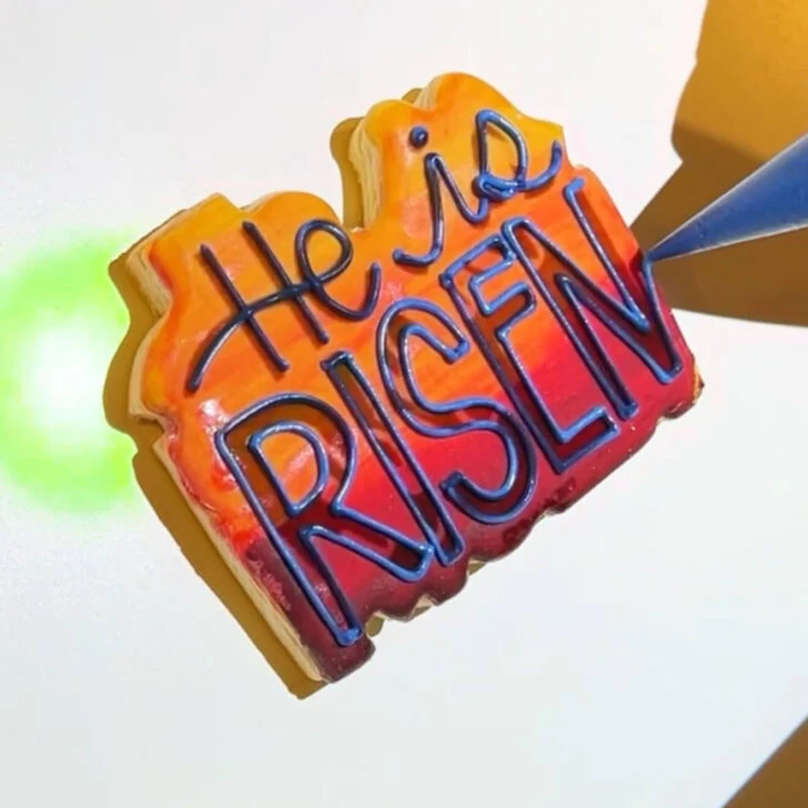 He Is Risen Cookies for Easter decorated with royal icing step 4a