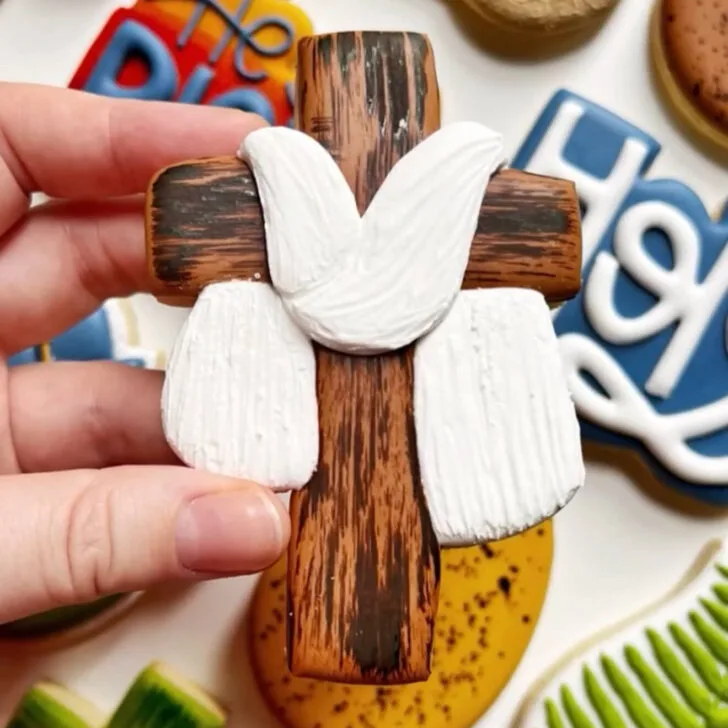 step by step instructions on how to decorate Cross Cookies for Easter with royal icing
