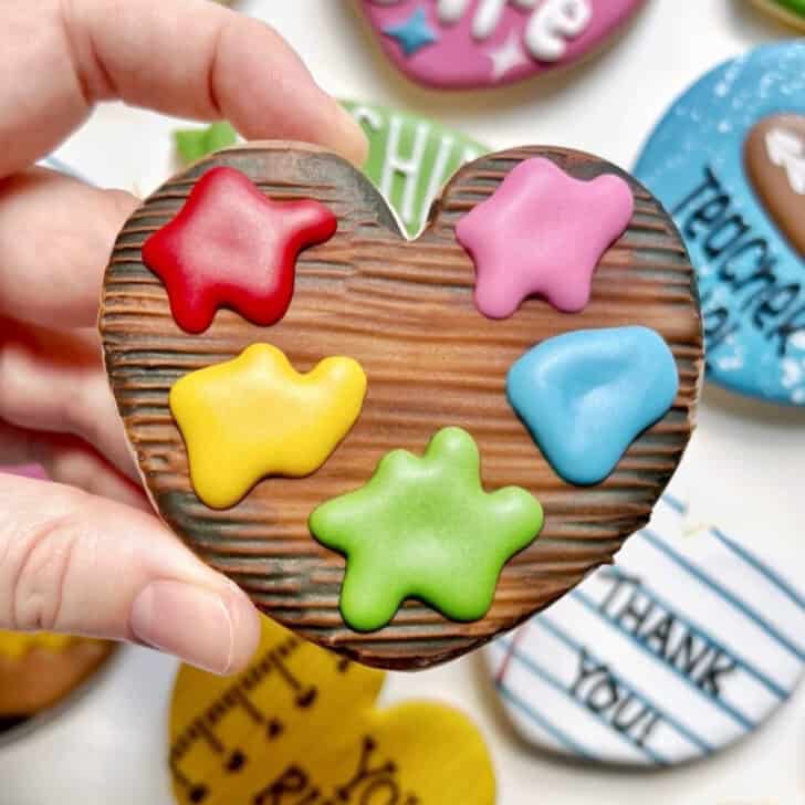paint palette cookies decorated with royal icing