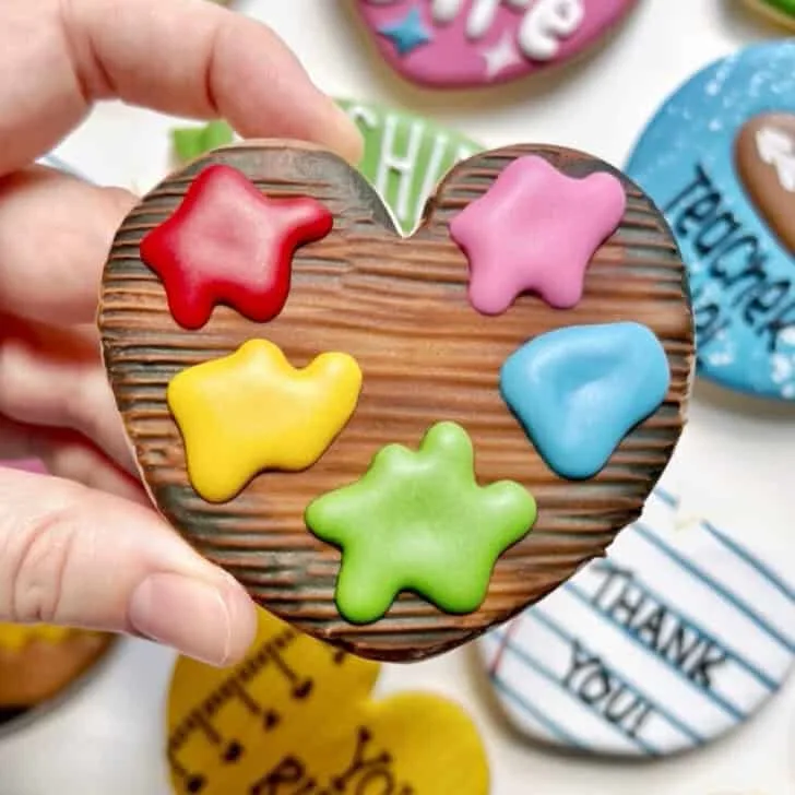 paint palette cookies decorated with royal icing