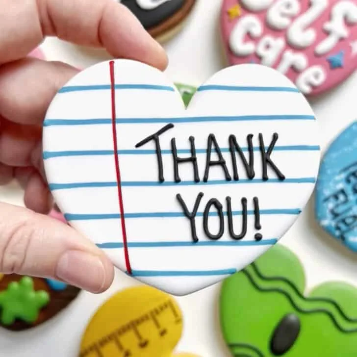 thank you cookies decorated with royal icing