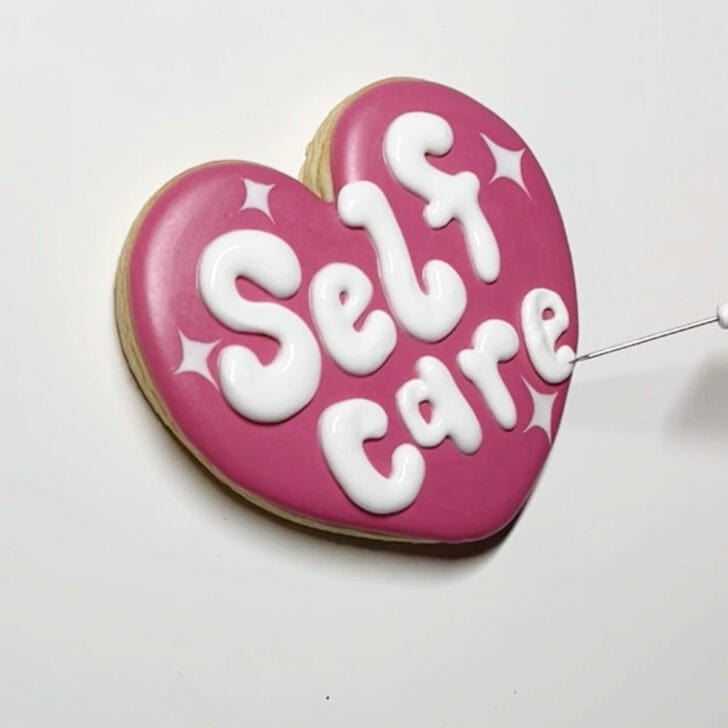 how to decorate self care cookies with royal icing