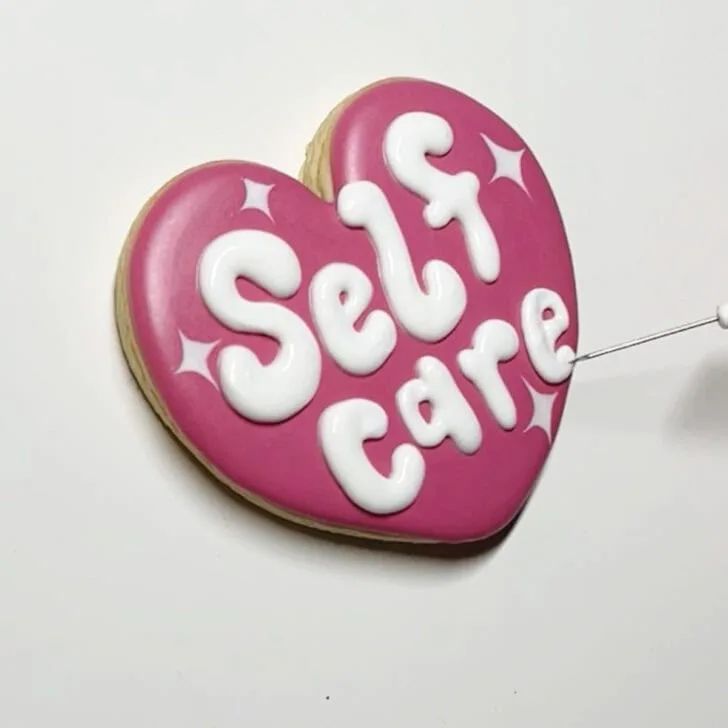how to decorate self care cookies with royal icing