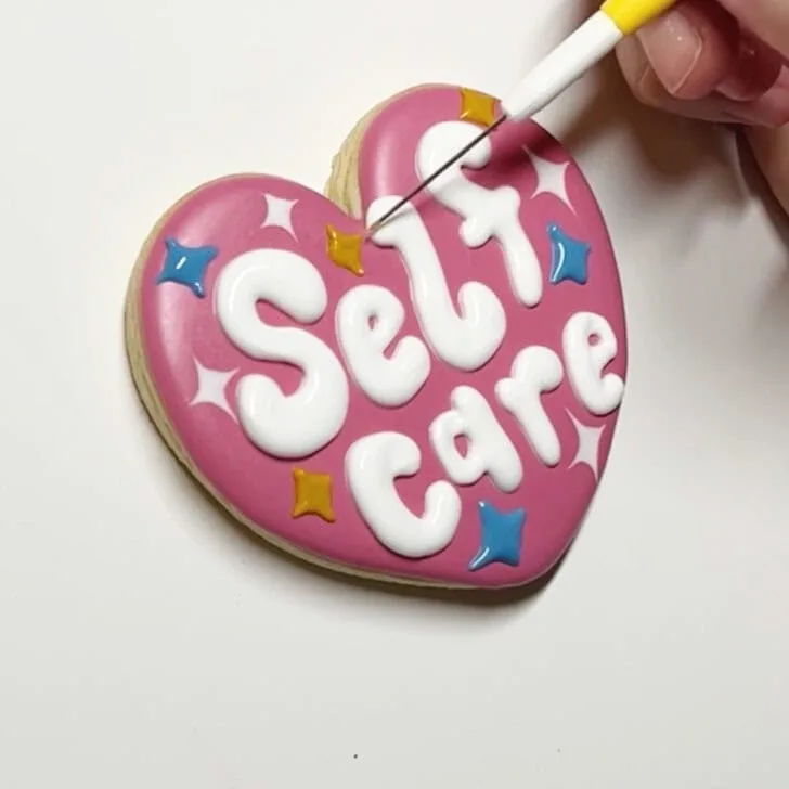 how to decorate self care cookies with royal icing