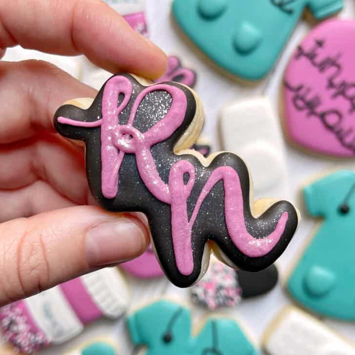 rn cookies decorated with royal icing 