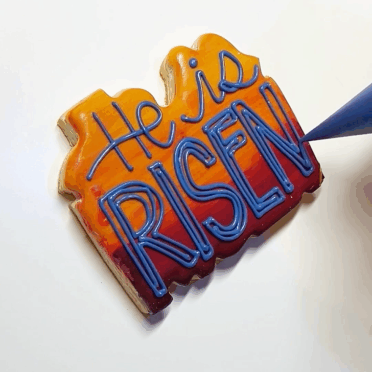He Is Risen Cookies for Easter decorated with royal icing step 4b