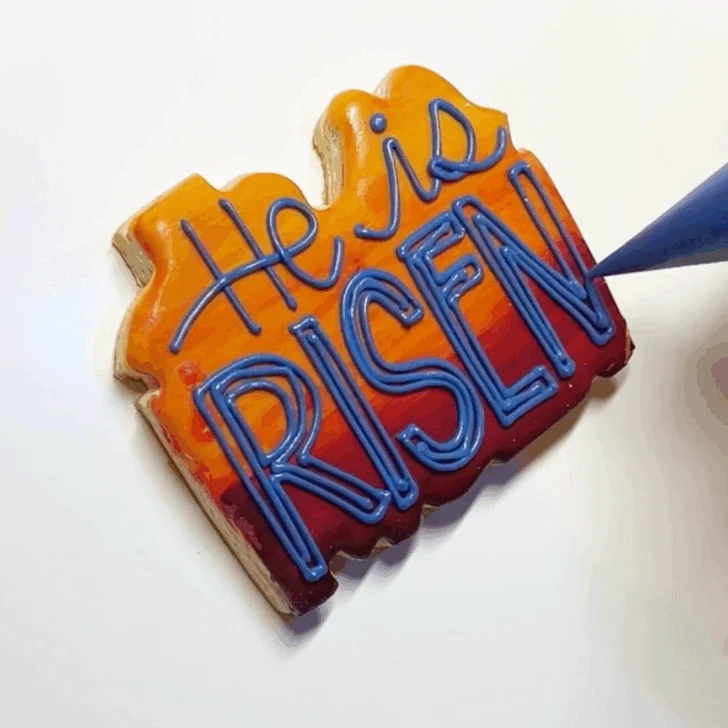 He Is Risen Cookies for Easter decorated with royal icing step 4b