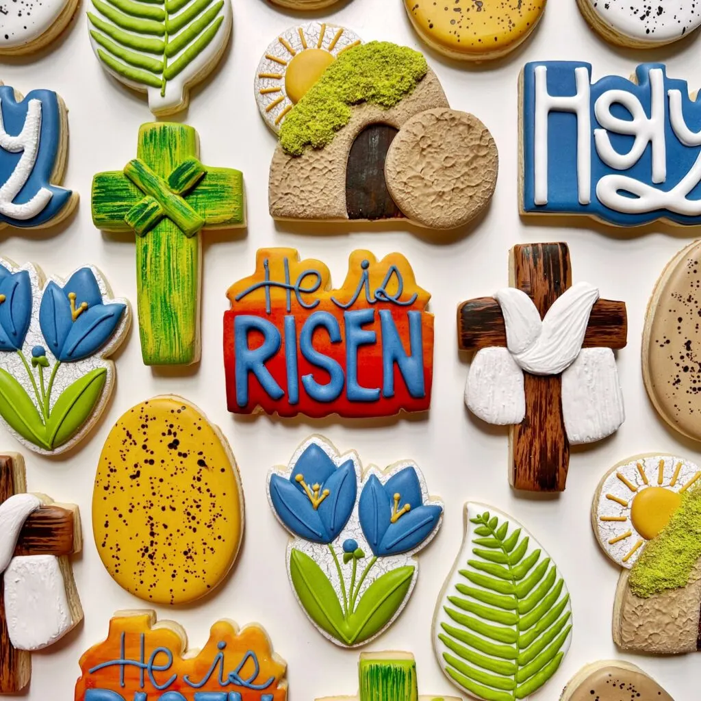 easter sugar cookies decorated with royal icing