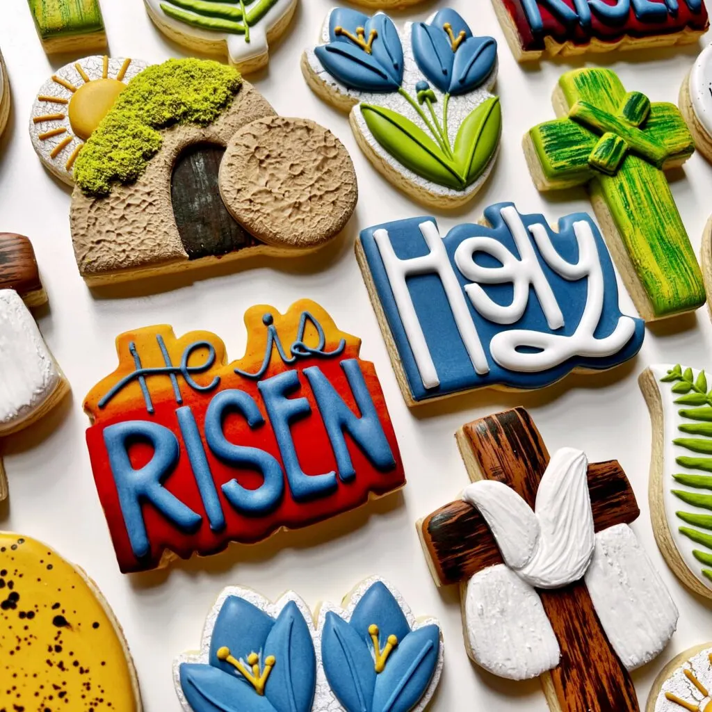 easter sugar cookies decorated with royal icing