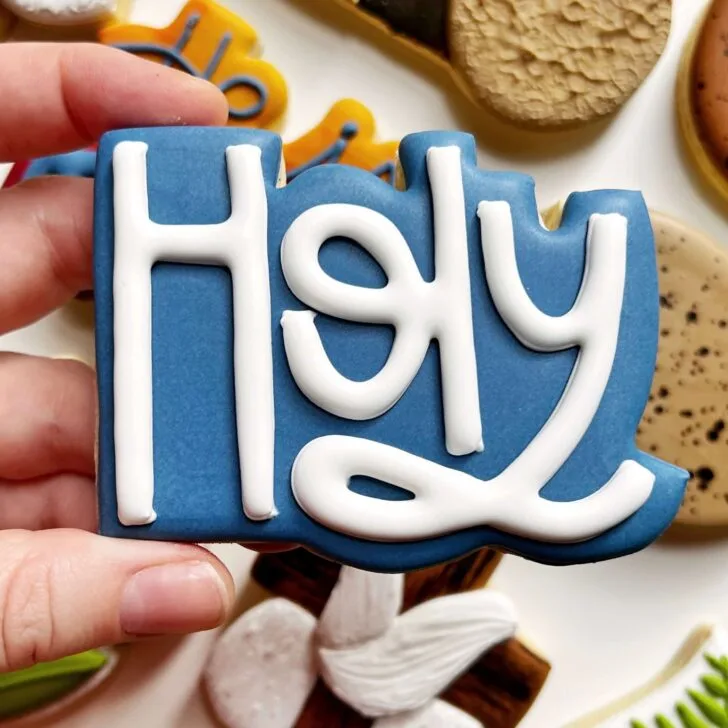 holy decorated easter cookies decorated with royal icing