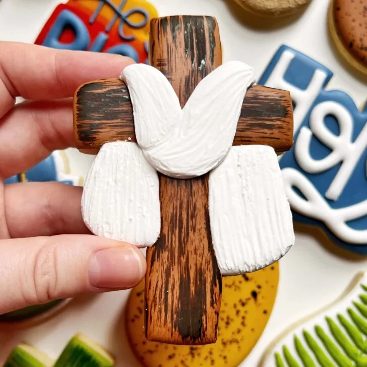 cross Cookies for Easter decorated with royal icing