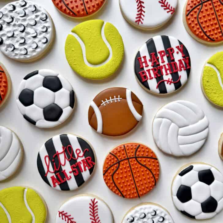 sports cookies decorated with royal icing 