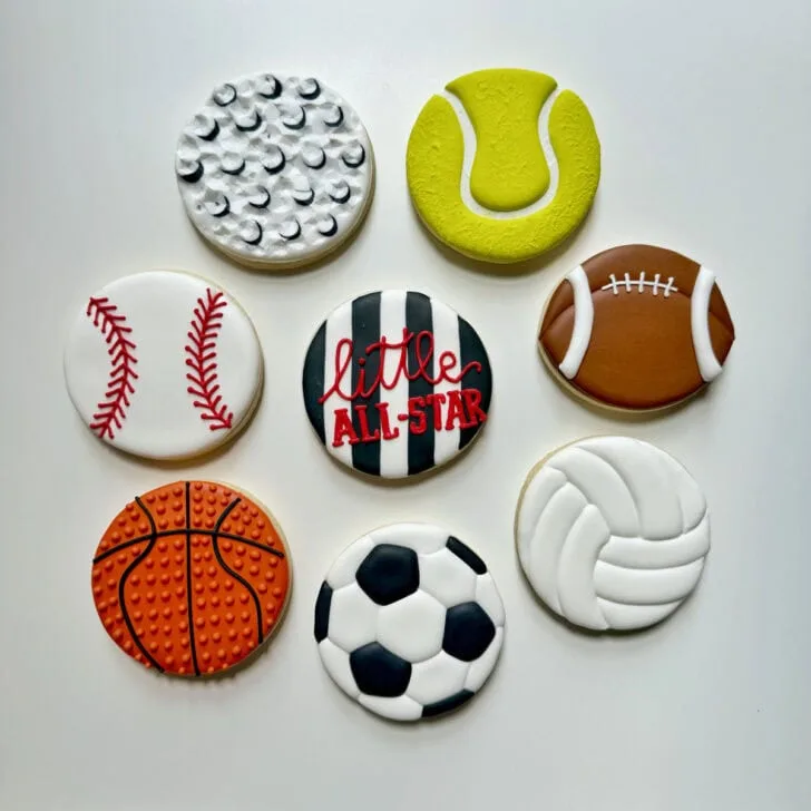 sports cookies decorated with royal icing