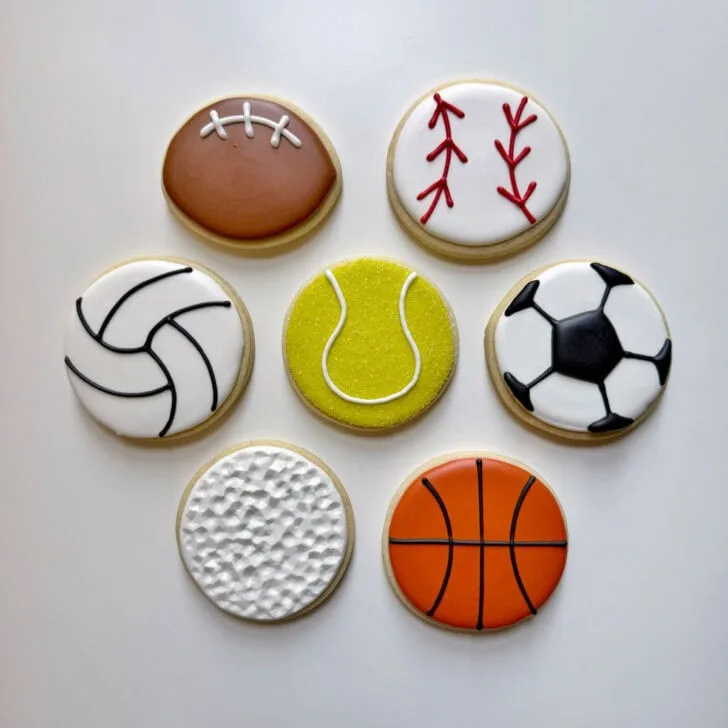 7 easy sports cookies decorated with royal icing